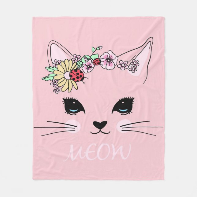 Schönes Katzengesicht Meow, Kitty Lover Geschenk,  Fleecedecke (Vorderseite)