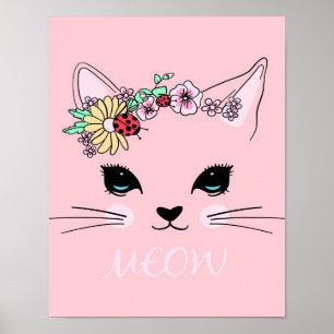 Schönes Katzengesicht Meow, Kitty Lover Geschenk,  Poster