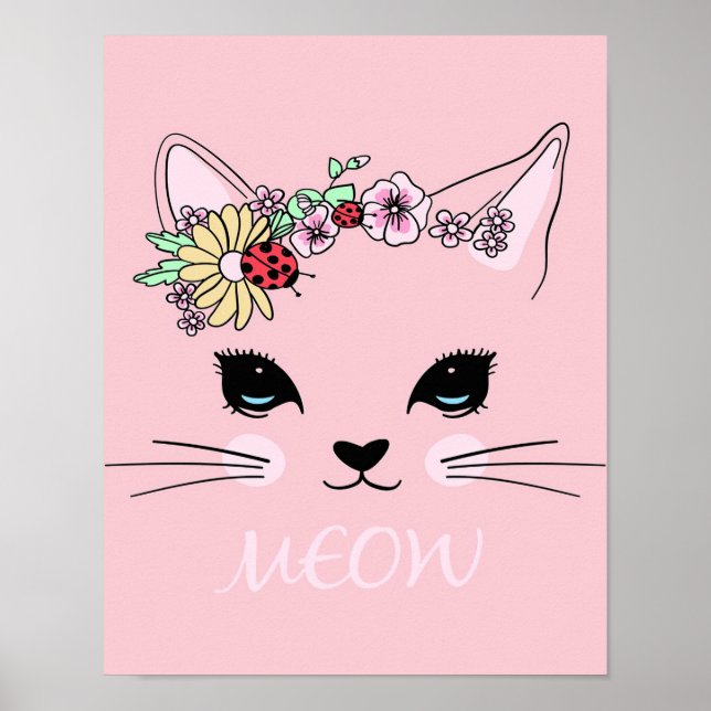 Schönes Katzengesicht Meow, Kitty Lover Geschenk,  Poster (Vorne)