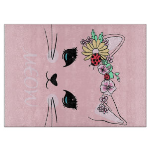 Schönes Katzengesicht Meow, Kitty Lover Geschenk, Schneidebrett