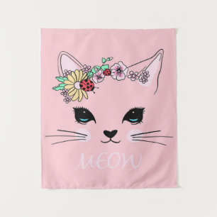 Schönes Katzengesicht Meow, Kitty Lover Geschenk,  Wandteppich