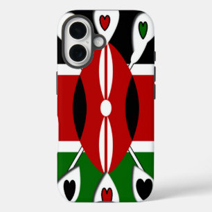Schönes Kenya Lovely Herzen Phantastische Musterku iPhone 16 Hülle