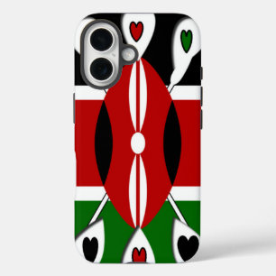 Schönes Kenya Lovely Herzen Phantastische Musterku iPhone 16 Hülle