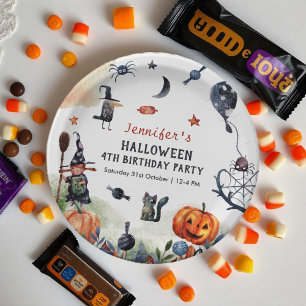 Schönes Kindergeburtstag Wasserfarbe Halloween Pappteller