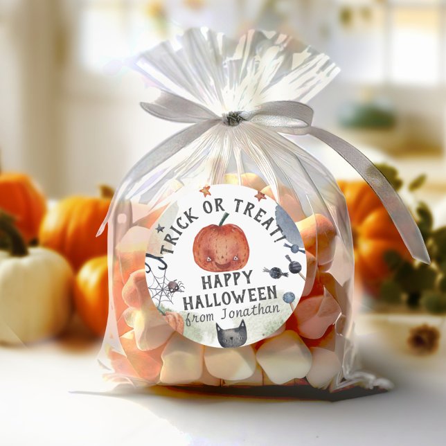 Schönes Kindergeburtstag Wasserfarbe Halloween Runder Aufkleber (Von Creator hochgeladen)