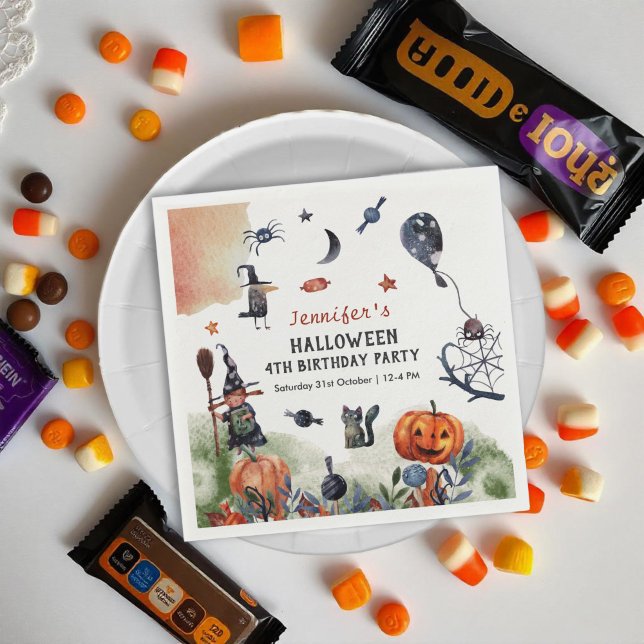 Schönes Kindergeburtstag Wasserfarbe Halloween Serviette (Von Creator hochgeladen)