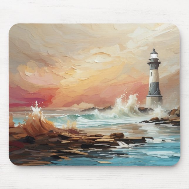 Schönes klassisches Atemberaubendes Leuchtturm Was Mousepad (Vorne)