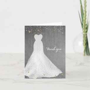 Schönes Kleid auf goldenem Bügel, Brause Shower Dankeskarte