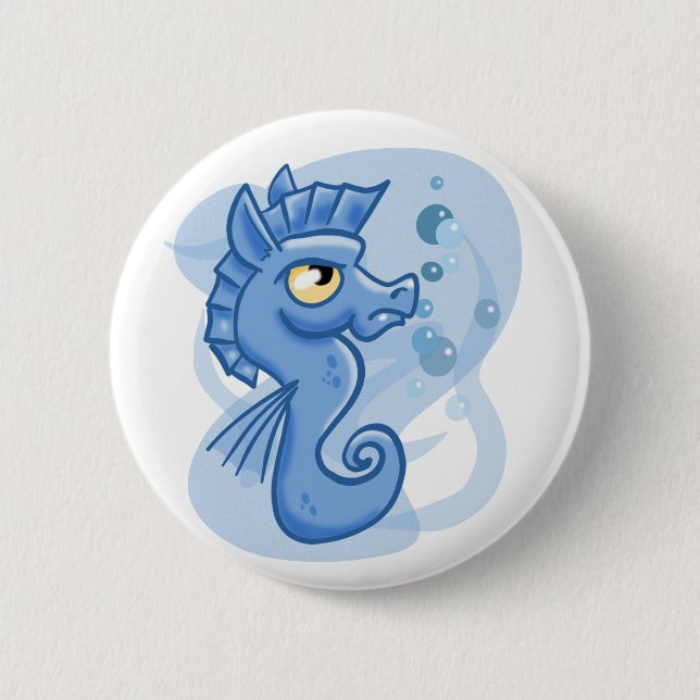 Schönes kleines Cartoon Seepferd Button (Vorderseite)