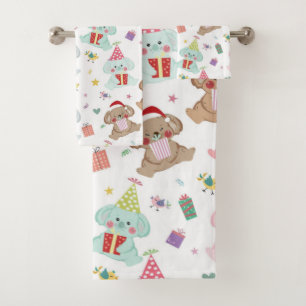 Schönes Koala Bär Weihnachtsmuster Badhandtuch Set
