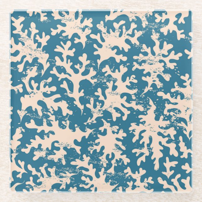 Schönes Korallenmuster Glasuntersetzer (Vorderseite)