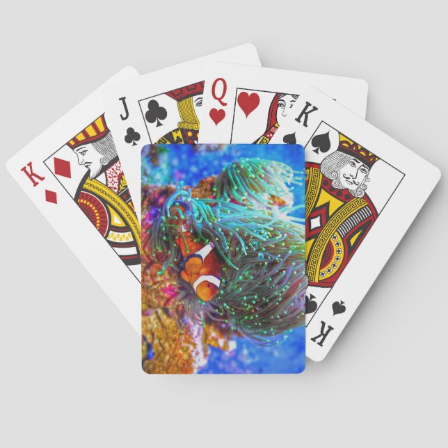 Schönes Korallenriff mit Clownfisch Spielkarten (Rückseite)