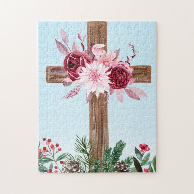 Schönes Kreuz- und Blumenpuzzle Puzzle (Vertikal)