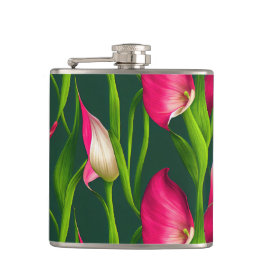 Schönes kühl rosa & grün Calla Lilly Florals Flachmann