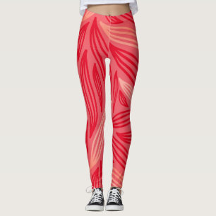 Schönes kühnes Orange Red Leaftern Muster Leggings