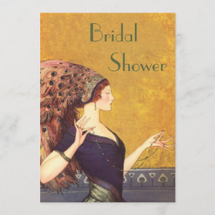 Schönes Kunst-Deko-Pfau-Prallplatten-Brautparty Einladung