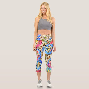 Schönes künstlerisches Mosaik handgezeichnetes Mus Capri Leggings
