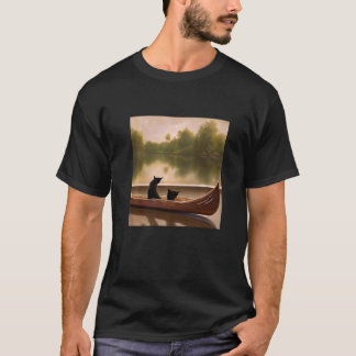 Schönes Kunstwerk zwei Katzen in einem Boot Atembe T-Shirt