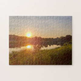 Schönes Lake Foto Sunset Green Midwest Picture Puzzle