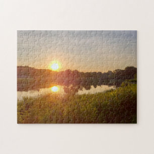 Schönes Lake Foto Sunset Green Midwest Picture Puzzle