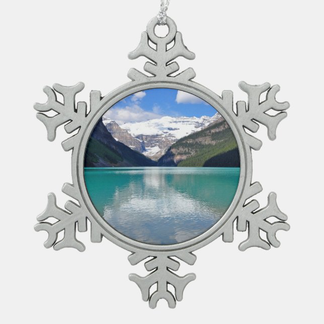 Schönes Lake Louise in Banff Schneeflocken Zinn-Ornament (Vorderseite)