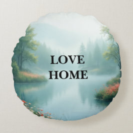 Schönes Lake Round Pillow Rundes Kissen