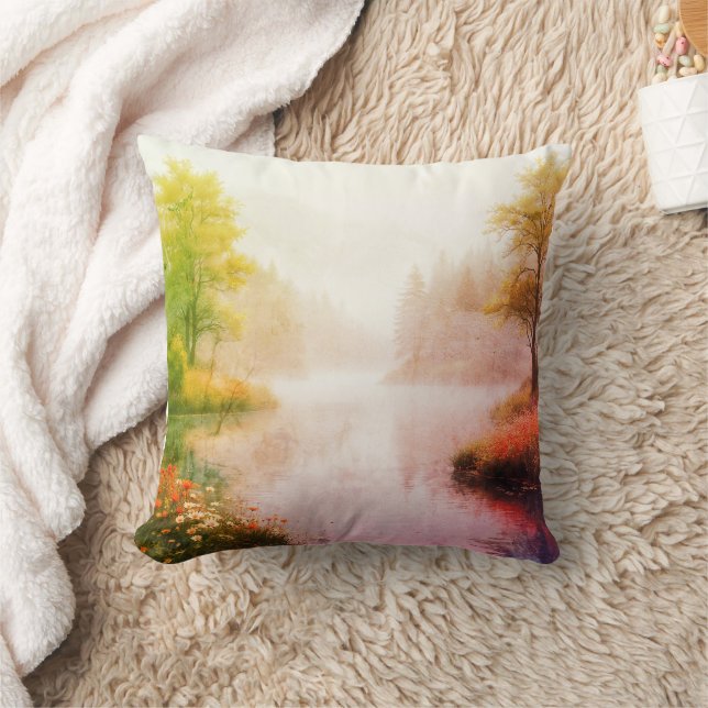 Schönes Lake Throw Kissen (Decke)