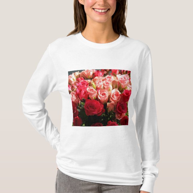 Schönes Langärmeliges Rose T-Shirt (Vorderseite)