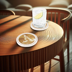 Schönes Latte Floral Leaf Sandstein Tree Getränkeuntersetzer