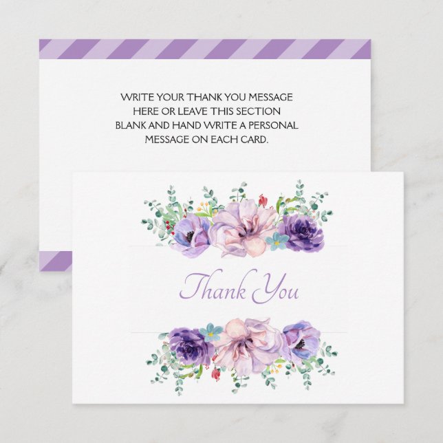 Schönes Lavendel Lila Dankeskarte (Vorne/Hinten)
