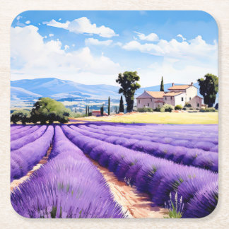 Schönes Lavendelfeld in der Provence, Frankreich Rechteckiger Pappuntersetzer