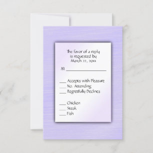 Schönes Lavender Menü Wahl Hochzeit RSVP Karte