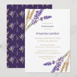 Schönes Lavender & Wheat Brautparty Einladung
