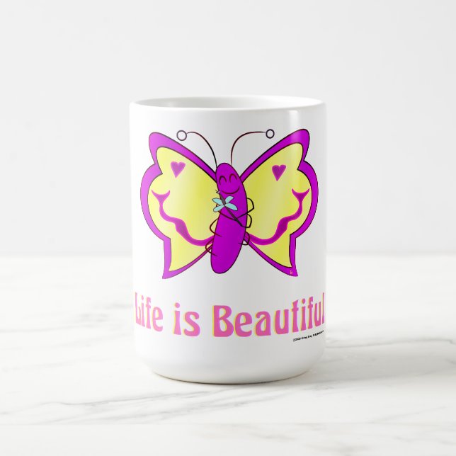 Schönes Leben Schmetterling Kaffeetasse (Mittel)