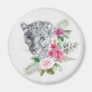 Schönes Leopard Head Portrait in Wasserfarbe Magnet