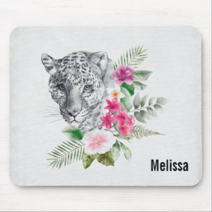 Schönes Leopard Head Portrait in Wasserfarbe Mousepad