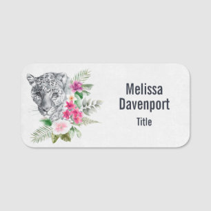 Schönes Leopard Head Portrait in Wasserfarbe Namensschild
