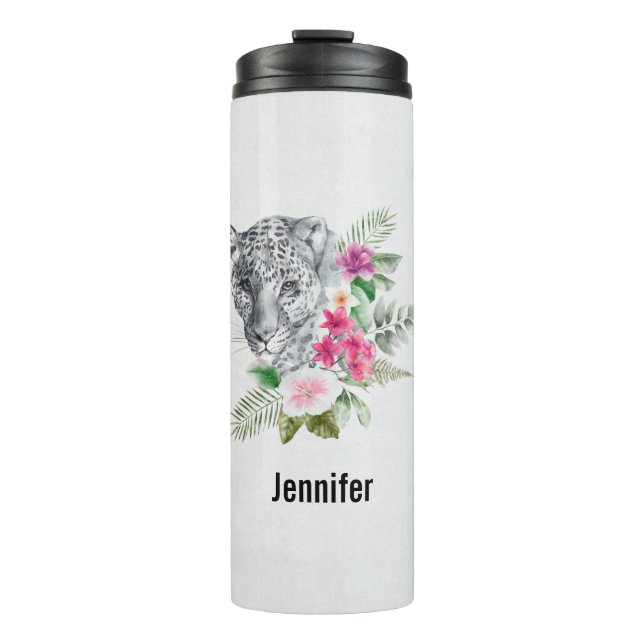 Schönes Leopard Head Portrait in Watercolor Stai Thermosbecher (Vorderseite)