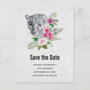 Schönes Leopard Head Portrait Save the Date Einladungspostkarte