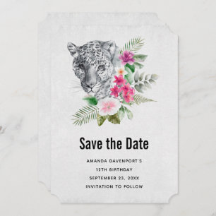 Schönes Leopard Portrait Aquarell Illustration Save The Date