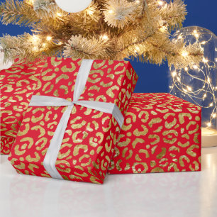 Schönes Leopard Print Weihnachtswrapping Papier Geschenkpapier