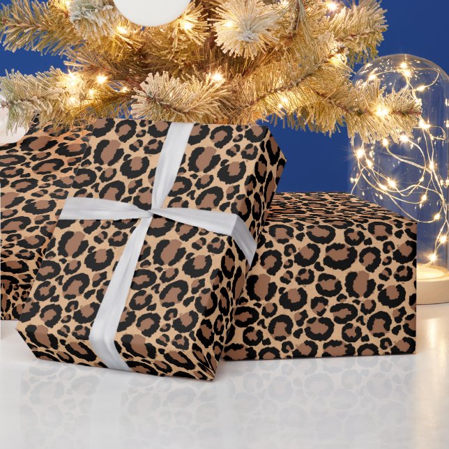 Schönes Leopard Print Weihnachtswrapping Papier Geschenkpapier (Feiertage)