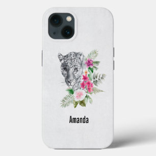 Schönes Leopardenkopfporträt in Wasserfarbe iPhone 13 Hülle