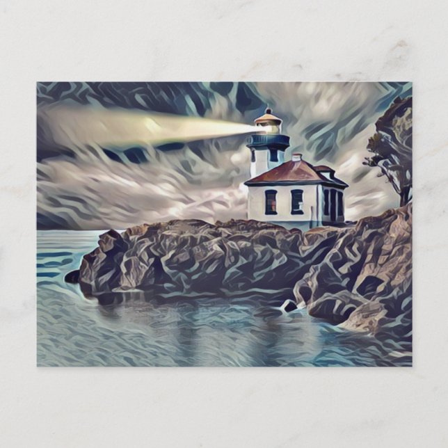 Schönes Leuchtturm Digitale Kunst Malerei Postkarte (Vorderseite)