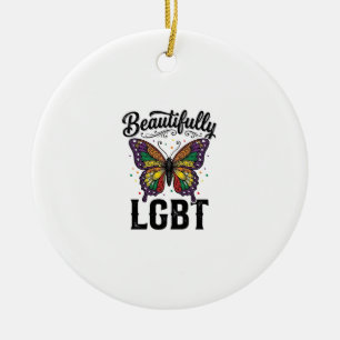 Schönes LGBT Schmetterling Vintage Pride Shirt_1 Keramik Ornament