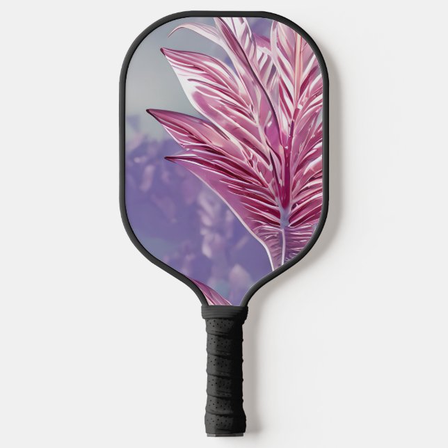 Schönes, lichtdurchlässiges rosa Leaf-Muster Pickleball Schläger (Vorderseite)