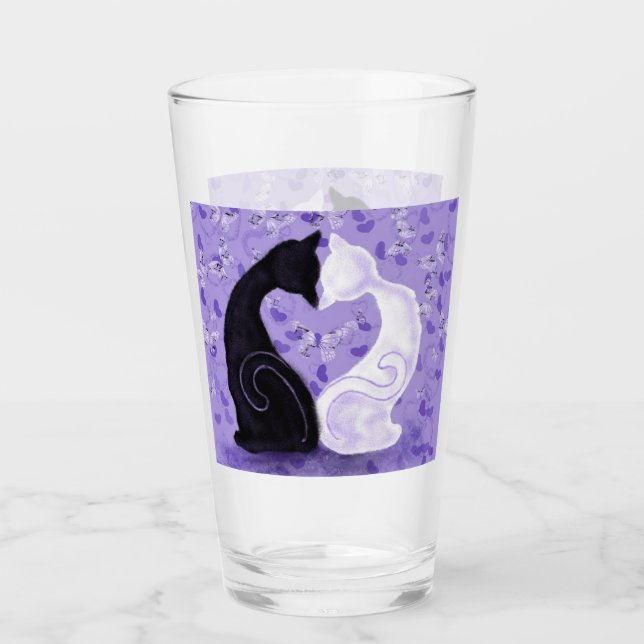 Schönes Liebe Glass Cat Couple Glas (Vorderseite)