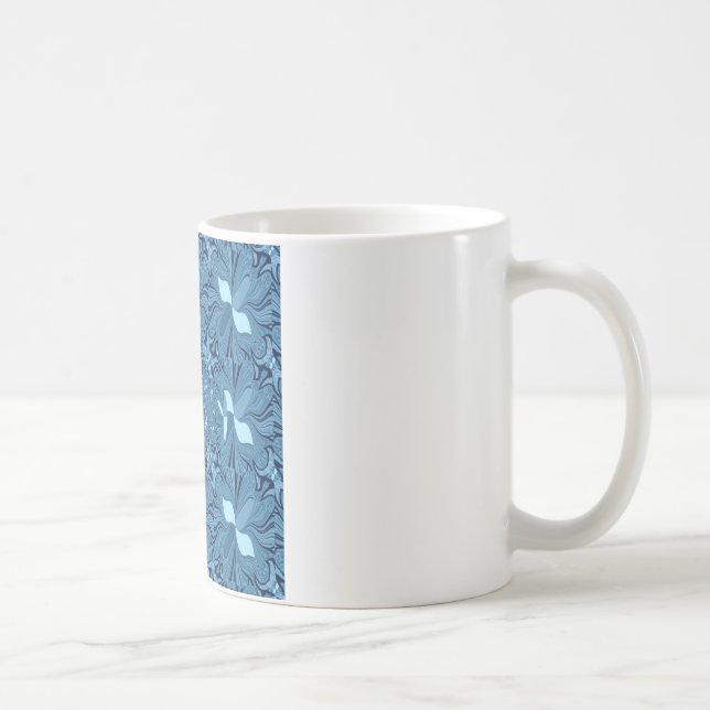 Schönes, liebevoll strahlend blaues Muster nahtlos Kaffeetasse (Rechts)