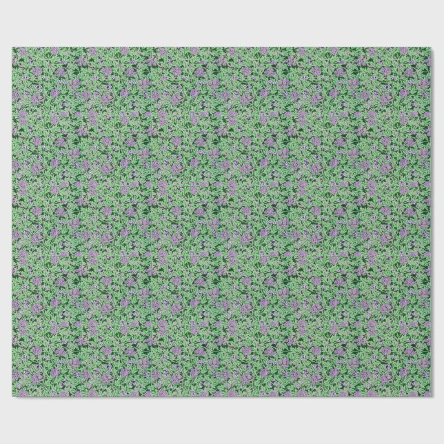 Schönes lila Blumenmuster Geschenkpapier (Flach)