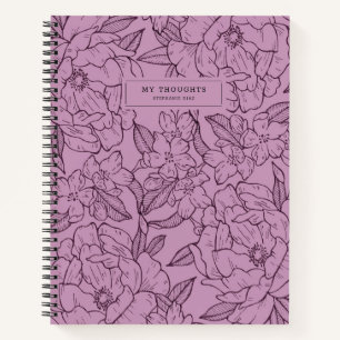 Schönes lila Blumenmuster modernes Notizbuch